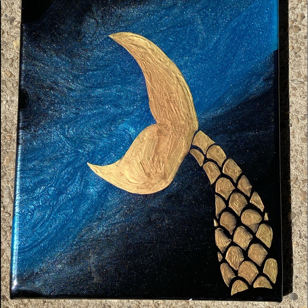 Original Resin Art On Canvas Painting  🧜‍♀️💫 - Picture 3 of 8